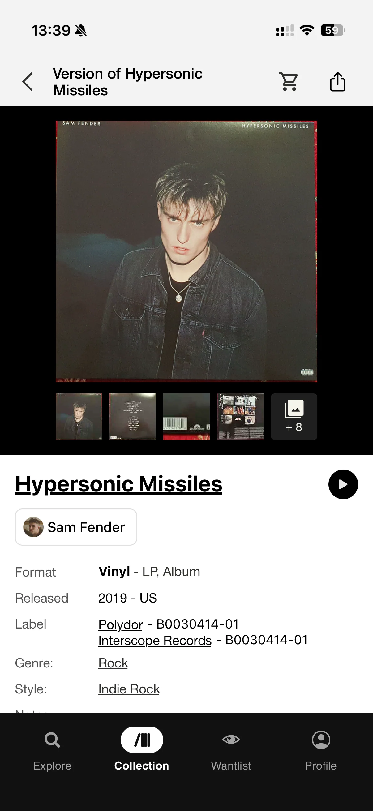 Hypersonic Missiles release page with format, labels and catalogue numbers