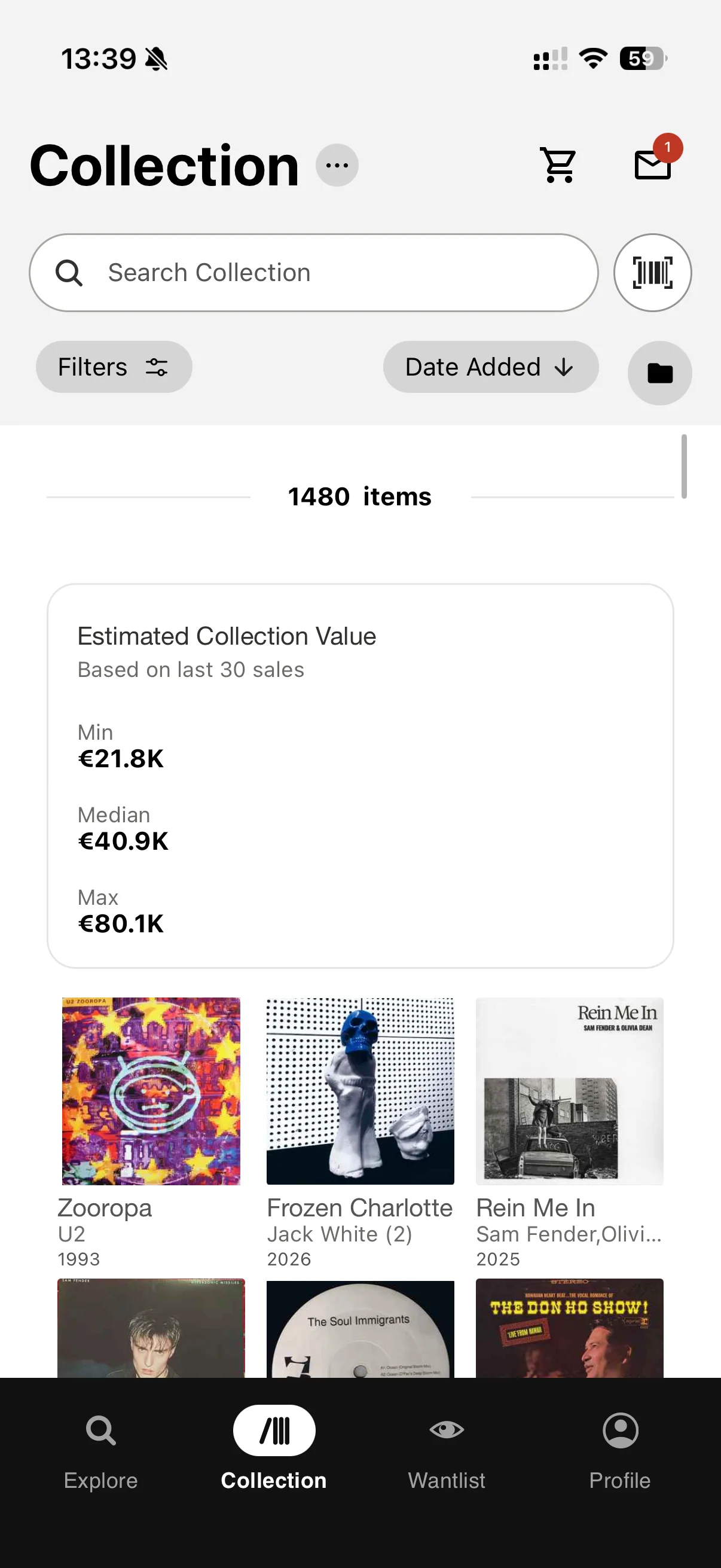 Discogs collection in cover-grid view