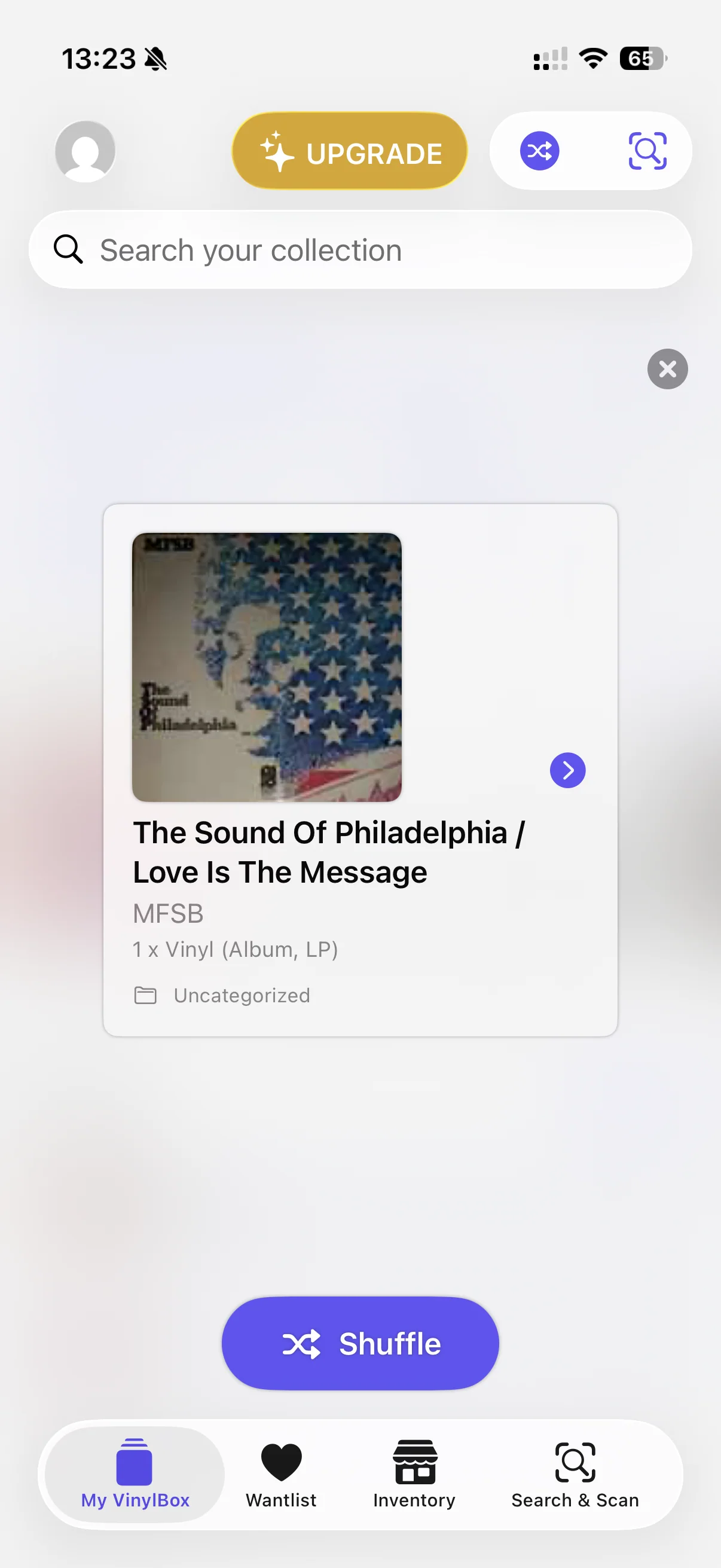 Shuffle suggesting a record from the collection