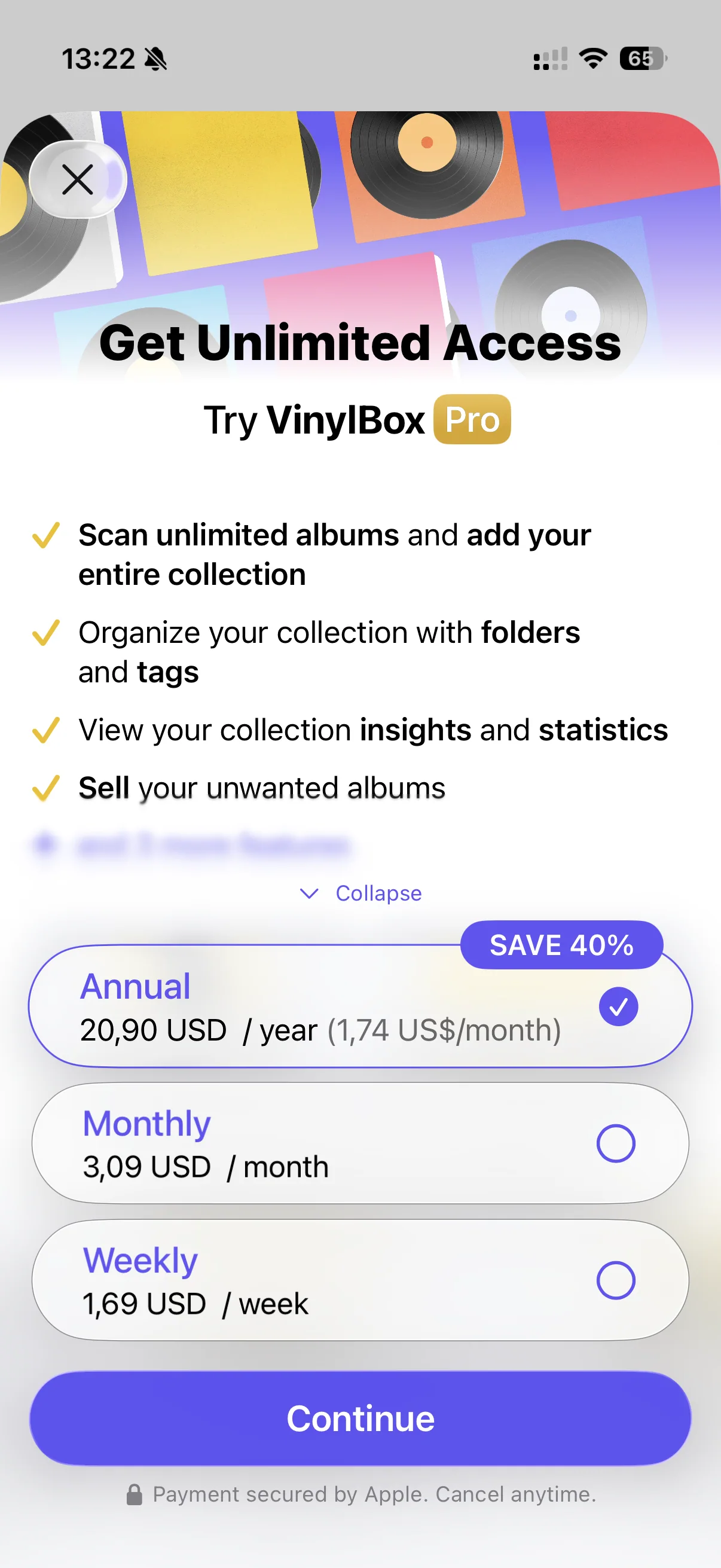 VinylBox Pro annual monthly and weekly USD prices